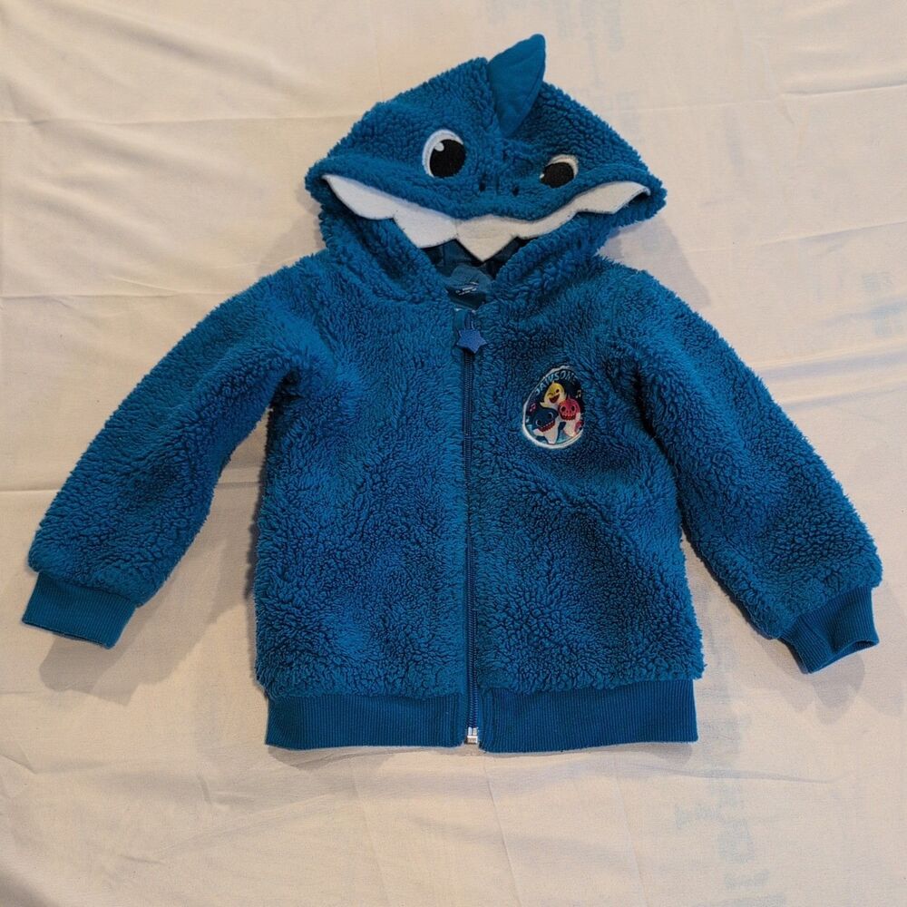 Pinkfong Baby Shark Blue Sherpa Fleece Jawsome Zip Up Character Hoodie Kids